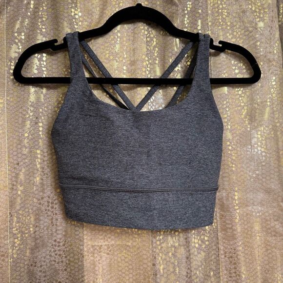 Lululemon Heather Gray Strappy Back Long Line Energy Sports Bra Size 6 - Picture 1 of 9